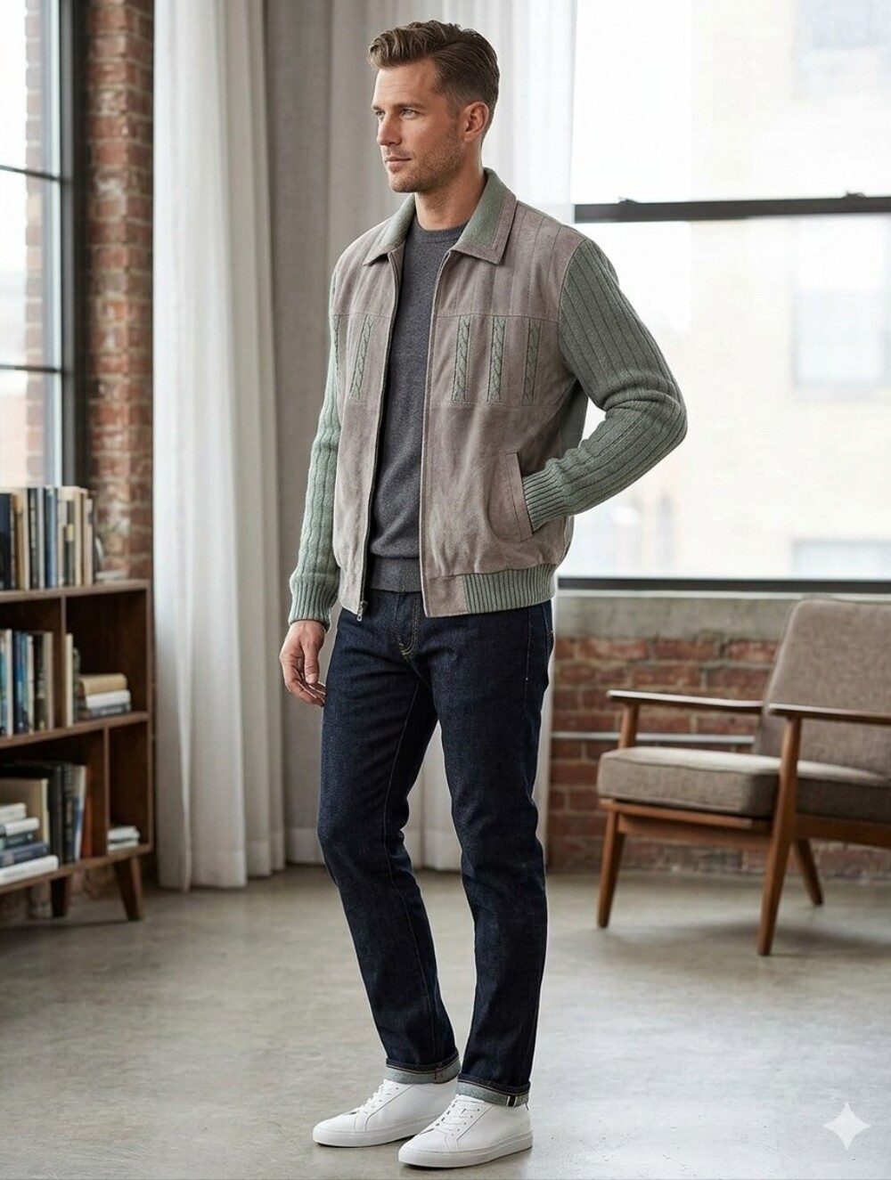 Haband Pale Sage & Light Taupe Jacket Interior Detail